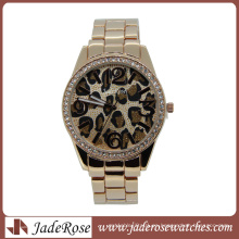Reloj de pulsera de cuarzo de moda con esfera de leopardo para dama